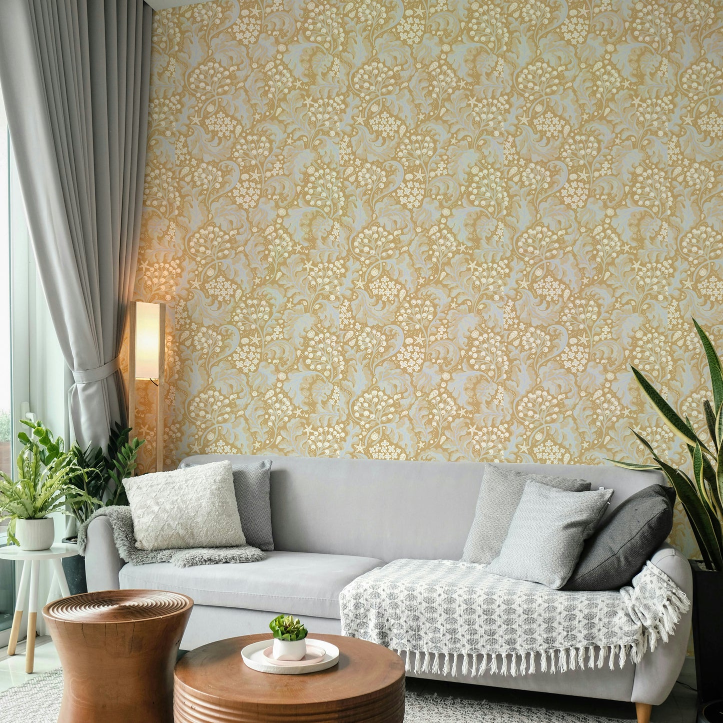 Sea Kale - Ochre Yellow Wallpaper⁠