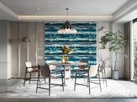 Coastal style wallpaper with hand-painted sea waves.

