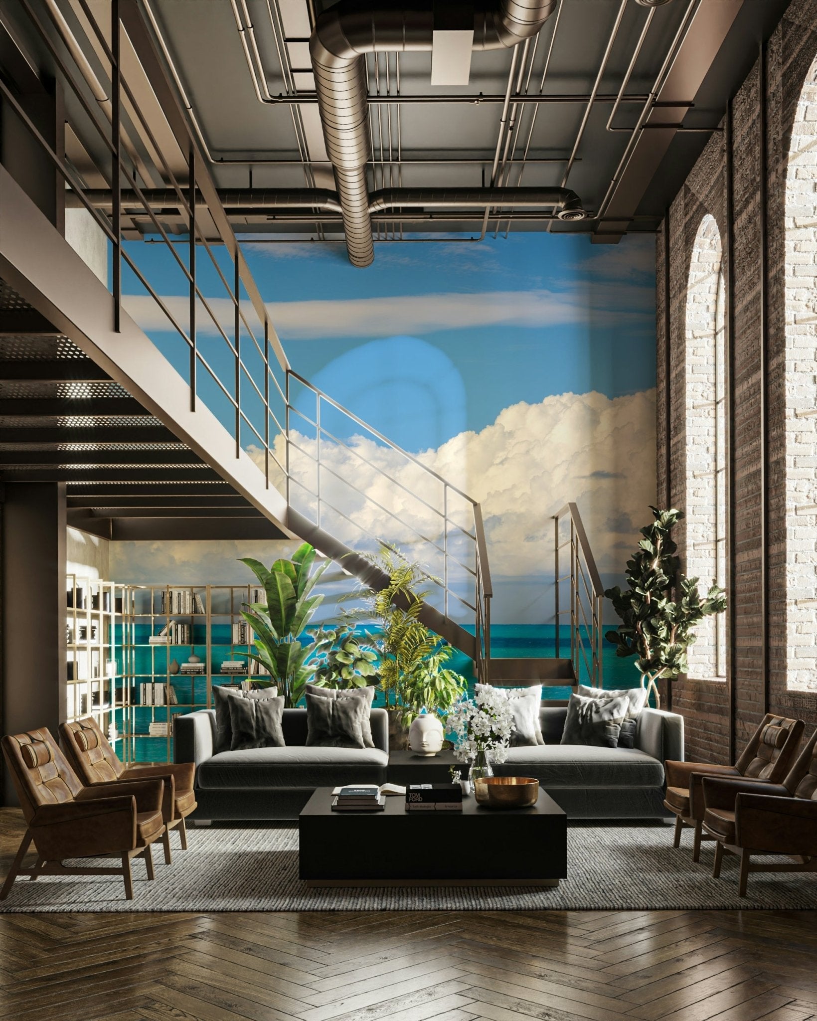 The image shows calm, turquoise-blue ocean water.

