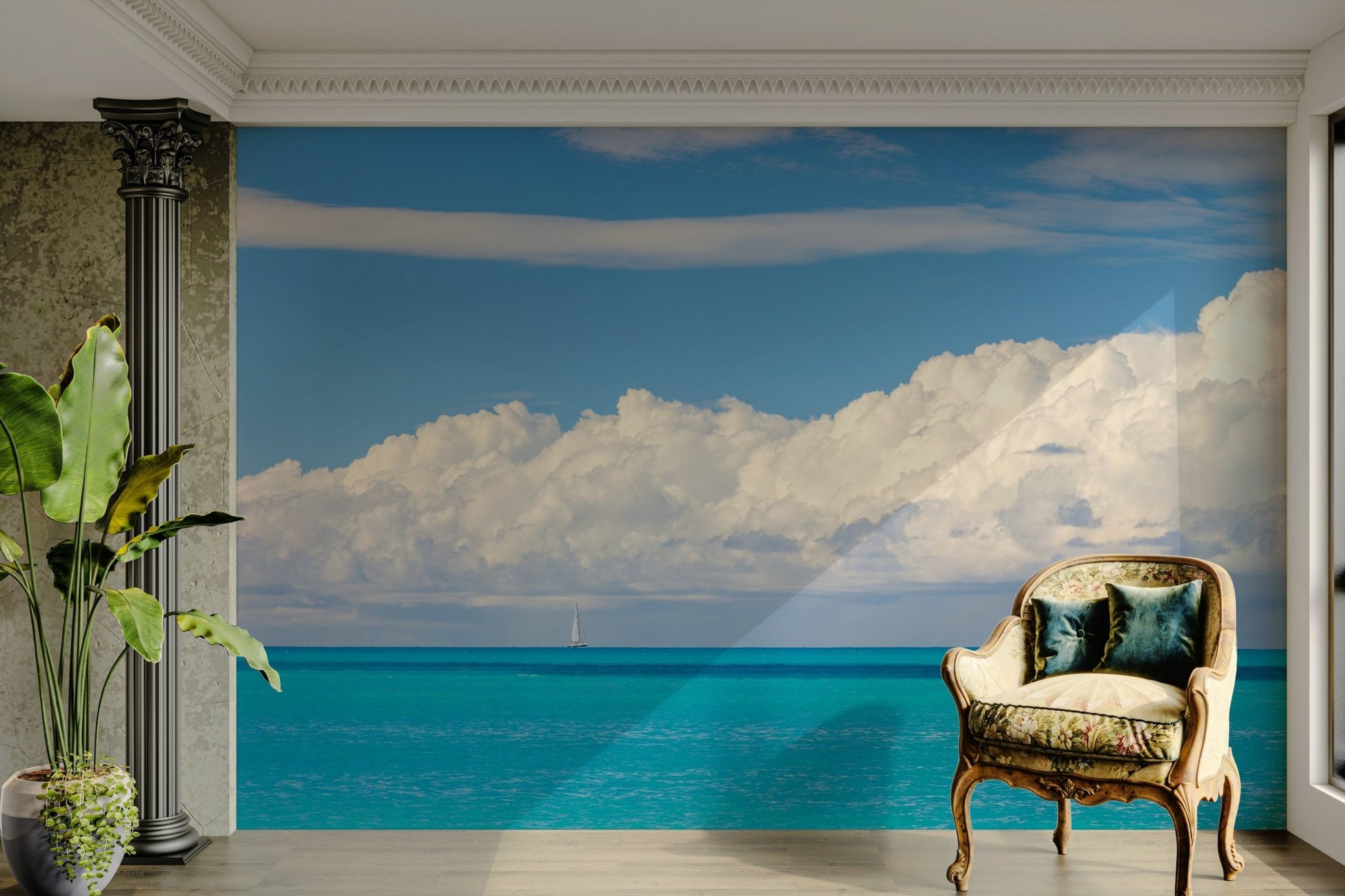 The water has a light, reflective surface.

