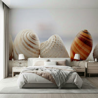 Ocean Harmony Wall Mural – Gentle seaside design with seashell details and soft textures evoking calm and tranquility.