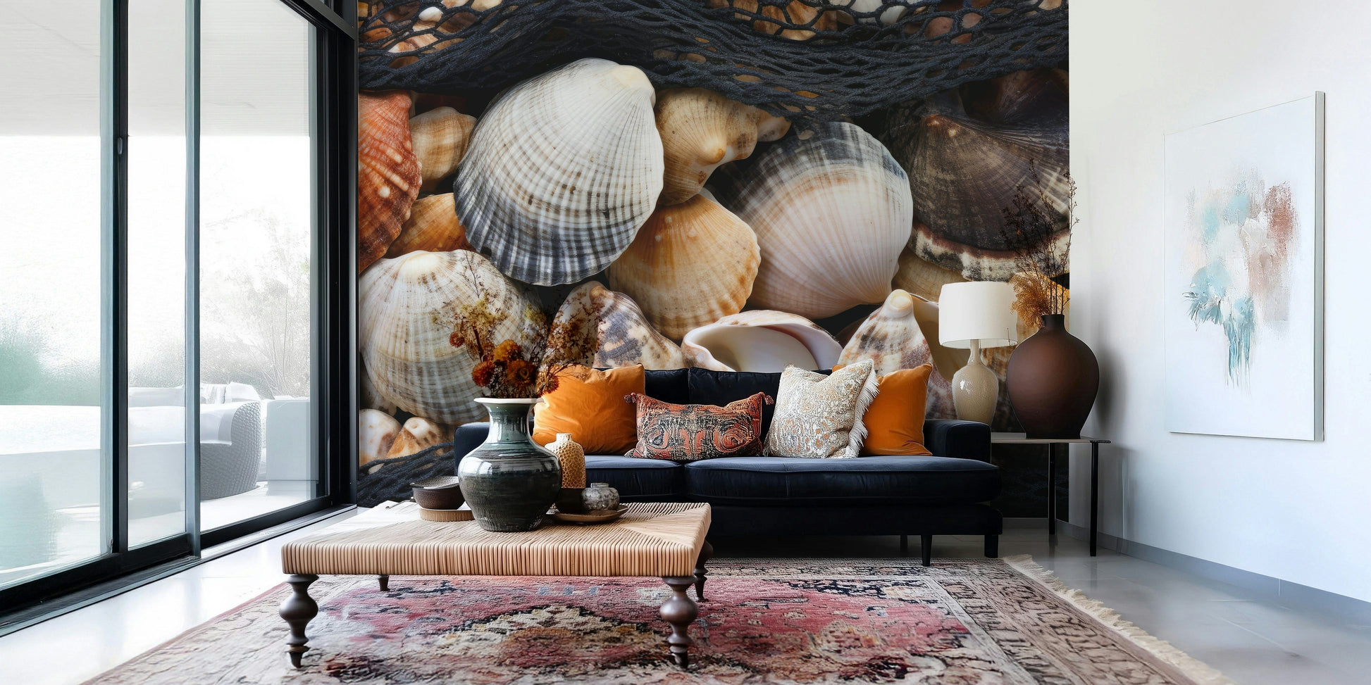 Coastal Treasures Wall Mural adding a seaside aesthetic to modern interiors.