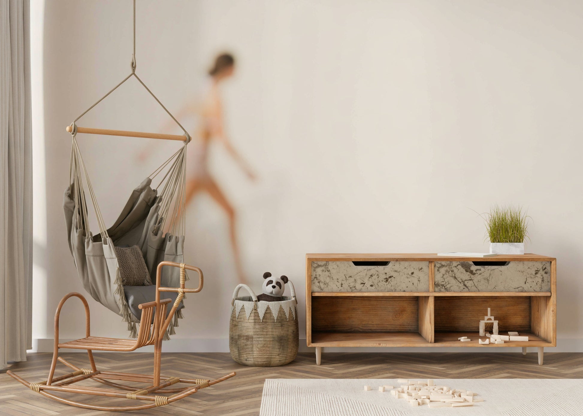 A calming ocean wave wallpaper mural that defines a space.

