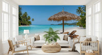 living room Seaside calm wall mural with gentle waves 