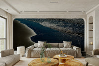 An artistic coastal landscape mural for home decor.

