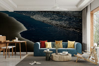 A contemplative rocky shoreline wallpaper mural for a feature wall.


