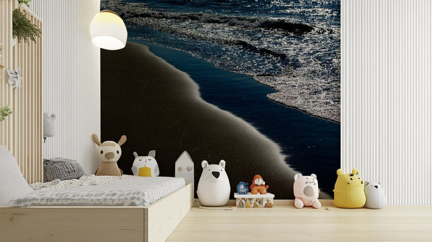A tranquil ocean scene wall mural for nautical decor.

