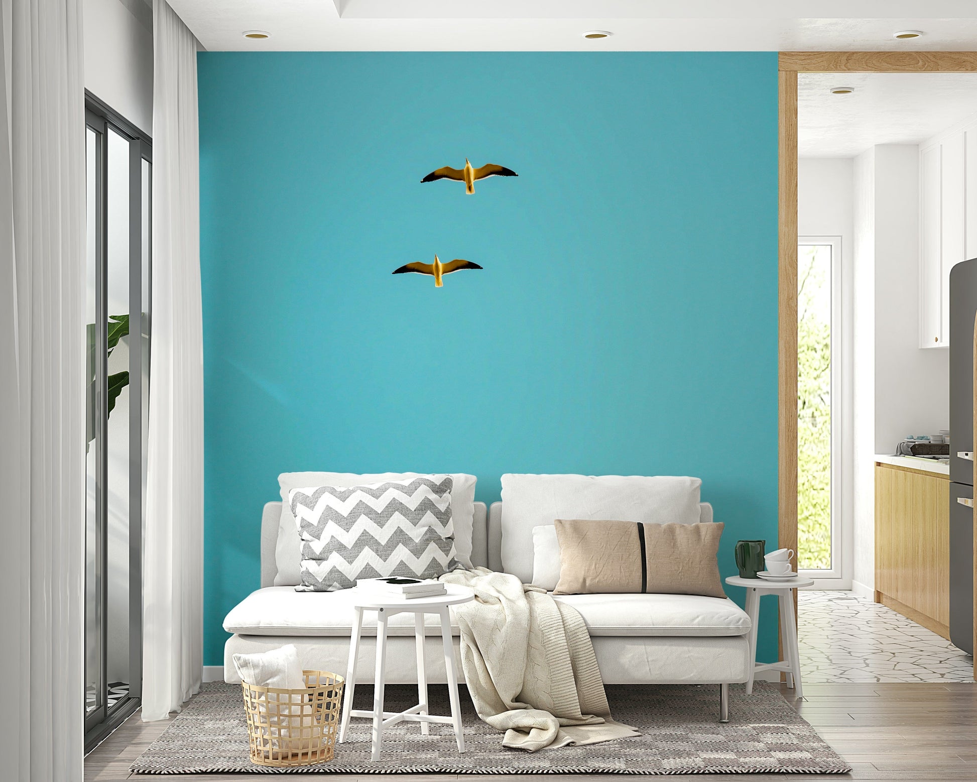 A close-up of the ocean water hitting the rugged rocks.

