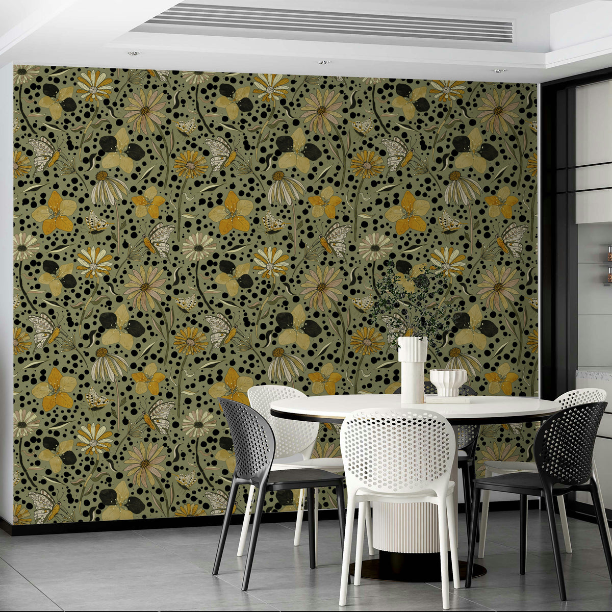 Whimsical butterfly wallpaper with natural details

