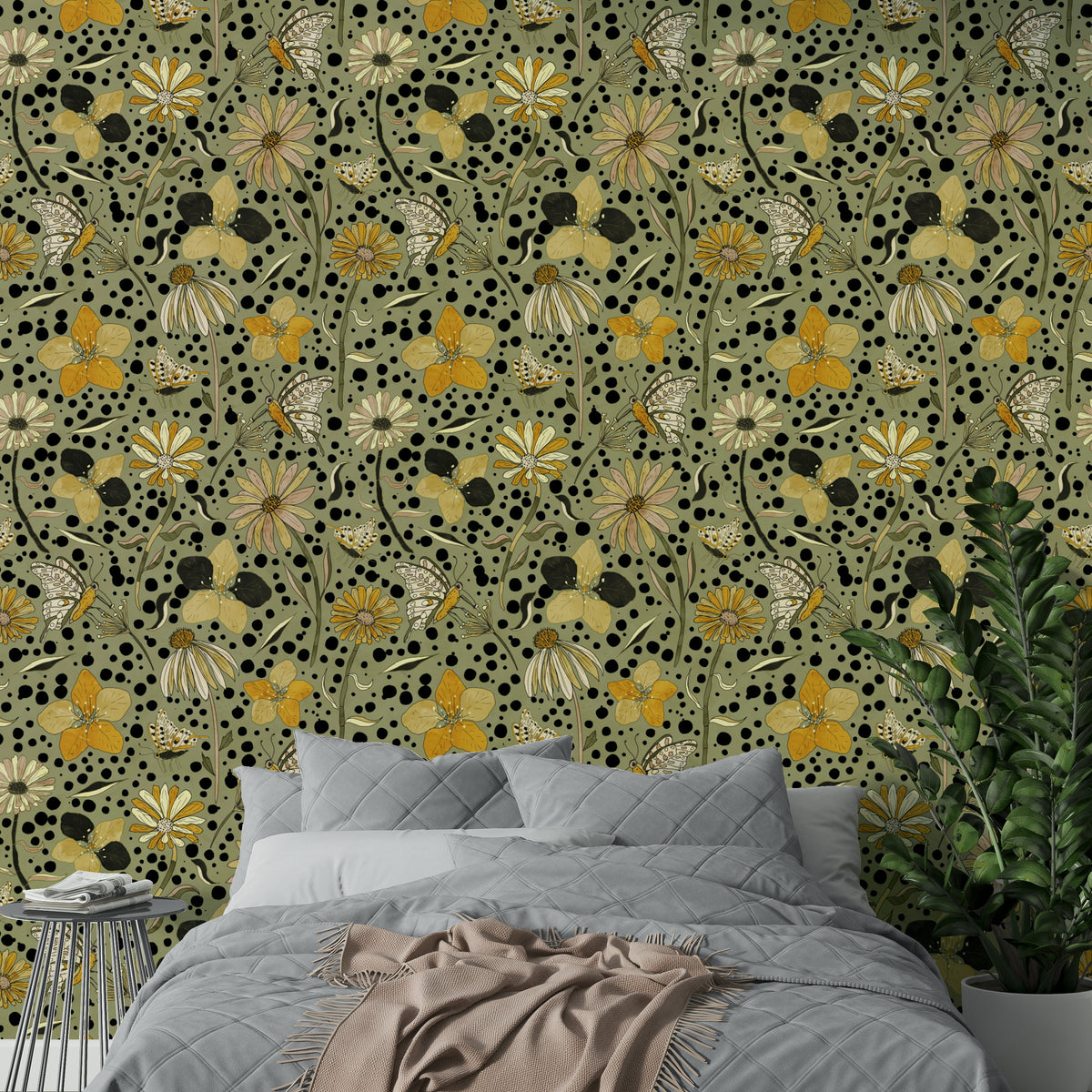 Delicate butterfly wall mural in pastel tones

