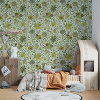 Secret Butterfly Garden Green Wallpaper.

