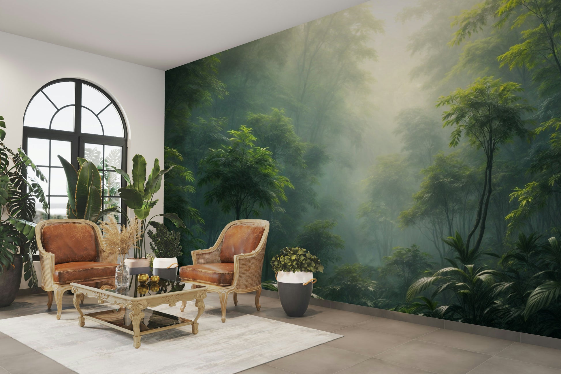 Lush green jungle wall mural

