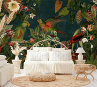 Lush, vintage tropical mural for a calming, nature-filled room

