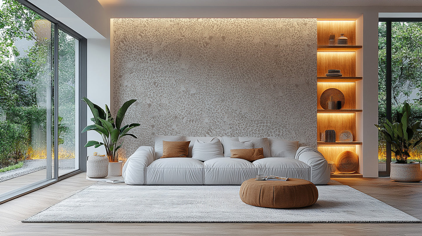 Beige Wildlife Pattern Wallpaper Mural for Contemporary Homes

