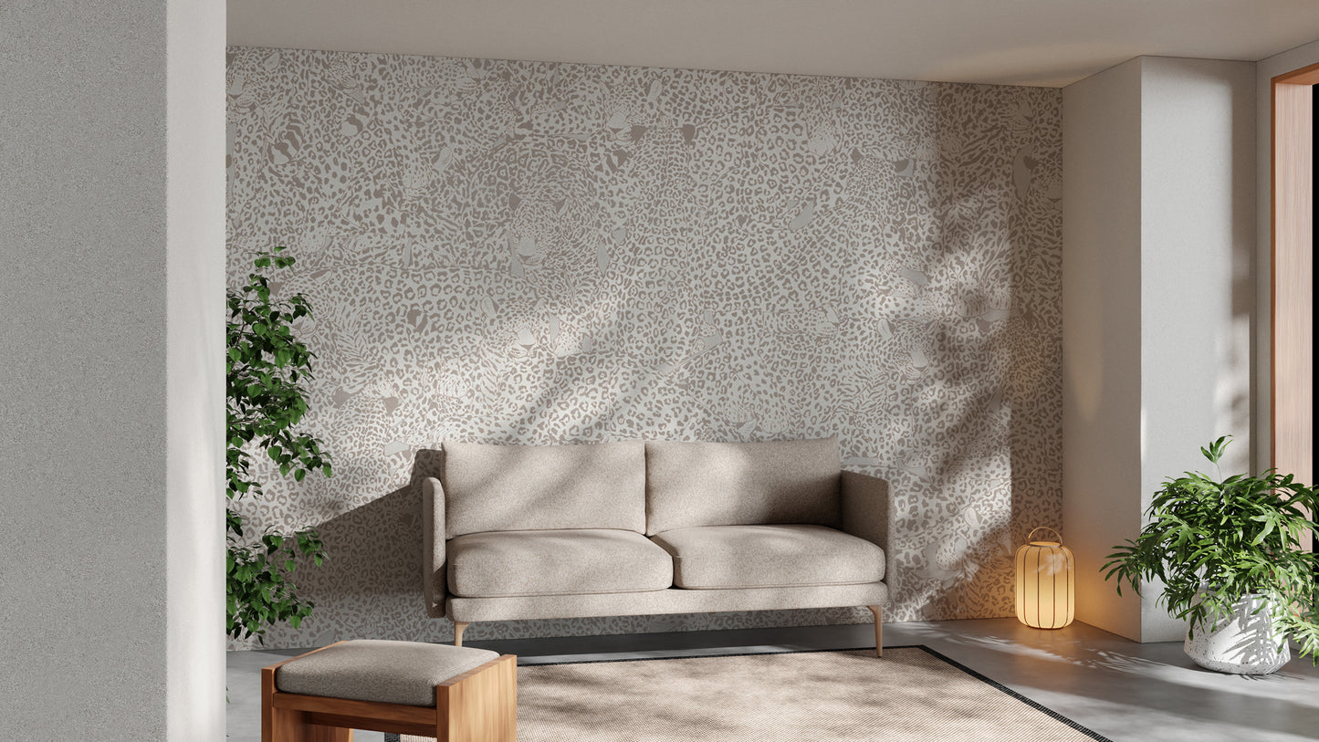 Stylish Beige Animal Print Wallpaper for Living Spaces
