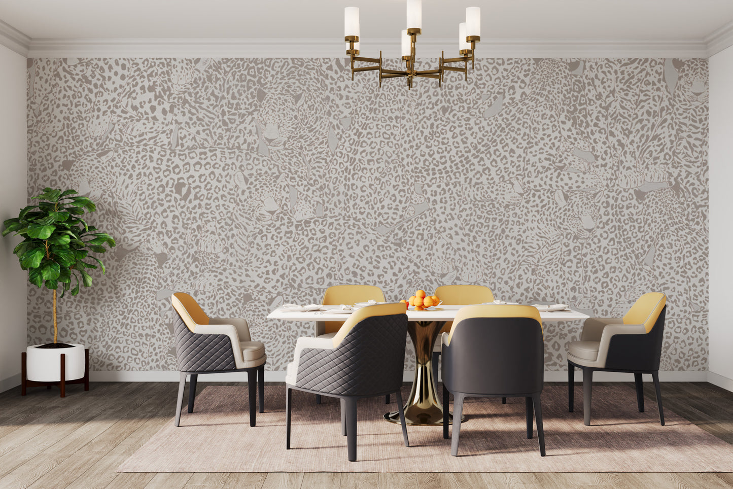 Chic Beige Animal Print Wallpaper Mural for Modern Interiors
