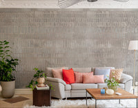 Concrete wallpaper with grid pattern and earthy tones
