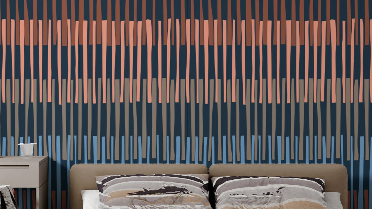 Midnight Melody Striped Symphony Wallpaper Mural
