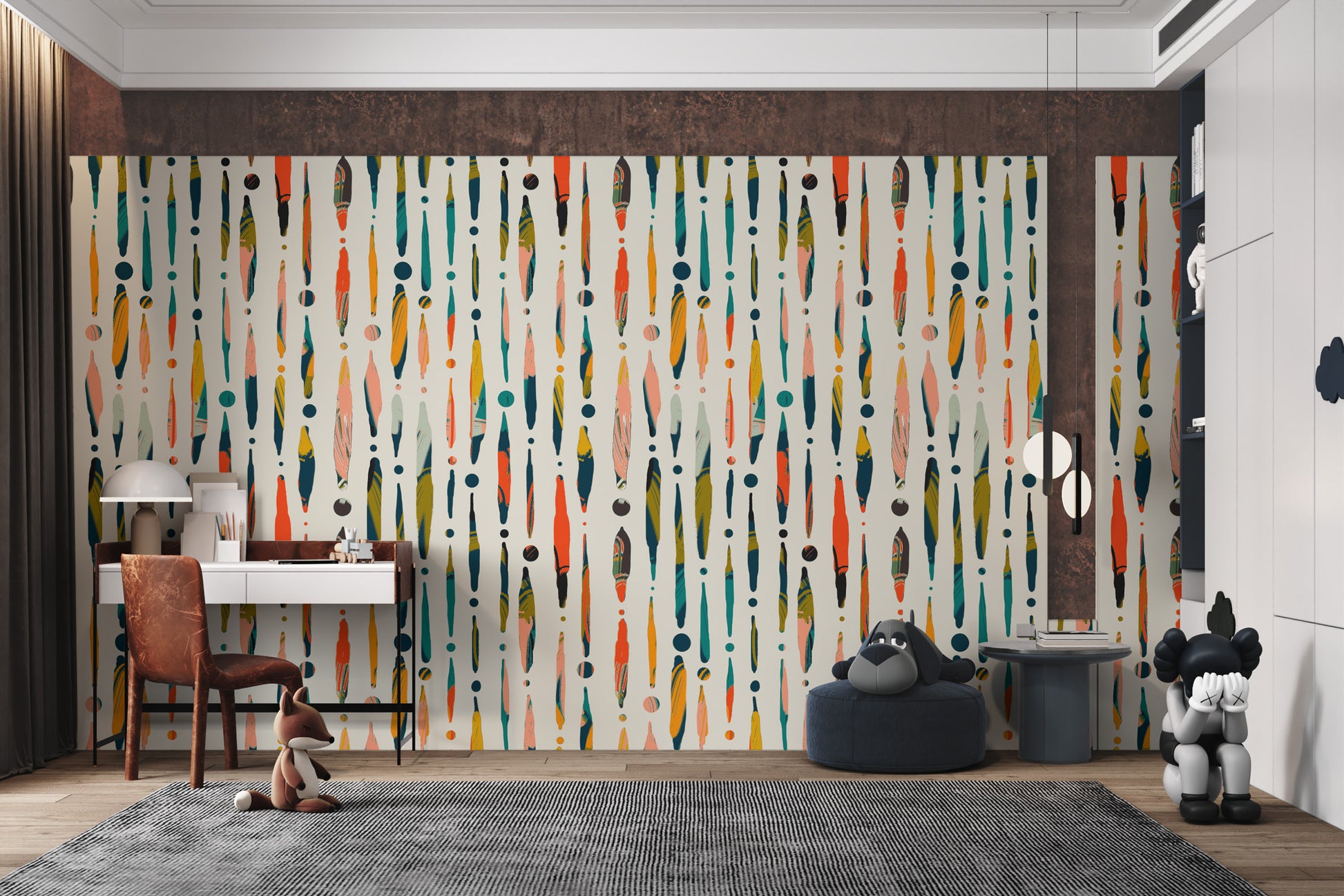 Stylish Vibrant Brushstroke Symphony Wall Design
