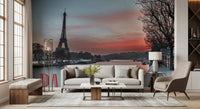 Seine and Eiffel Tower Silhouette Wall Mural