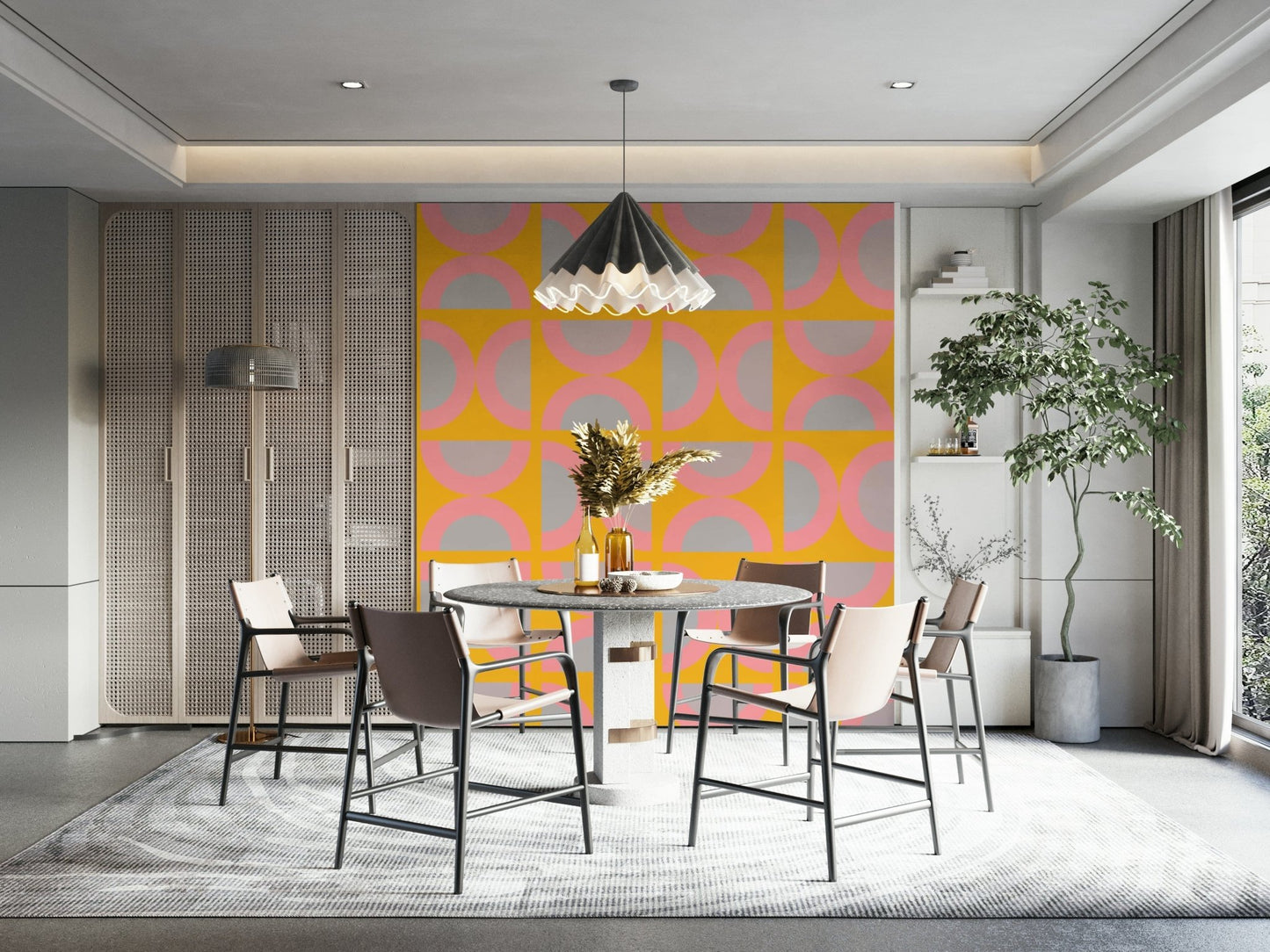 Contemporary semi-circle pop aesthetic wall mural