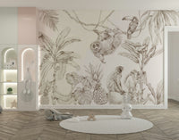 Detailed jungle mural wallpaper

