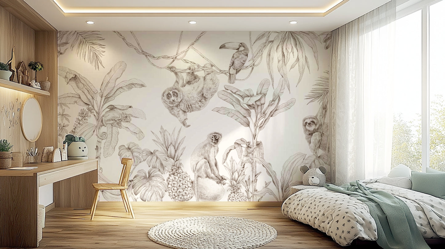 Wildlife silhouettes wallpaper design

