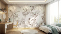 Wildlife silhouettes wallpaper design

