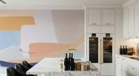 An artistic minimalist form mural for home decor.