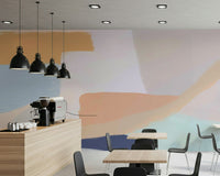 A contemplative fluid design wallpaper mural for a feature wall.