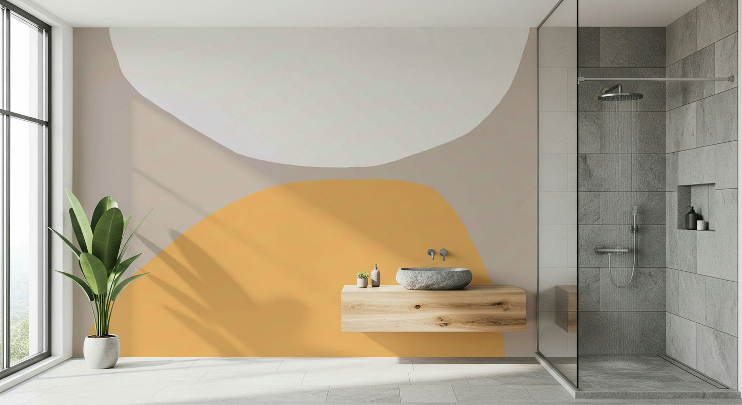 An artistic minimalist form mural for home decor.