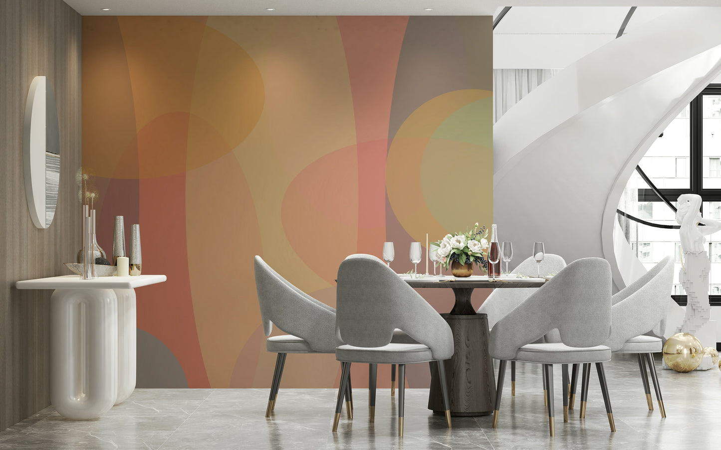 Warm abstract forms overlapping gracefully to form a calming harmony wallpaper.