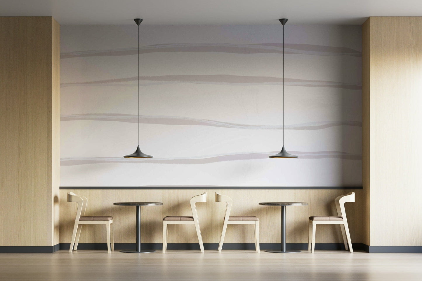 A beautiful serene stripe wallpaper mural with subtle texture.

