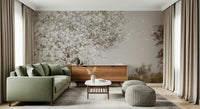 A beautiful wide-angle wall mural of a flowering tree.