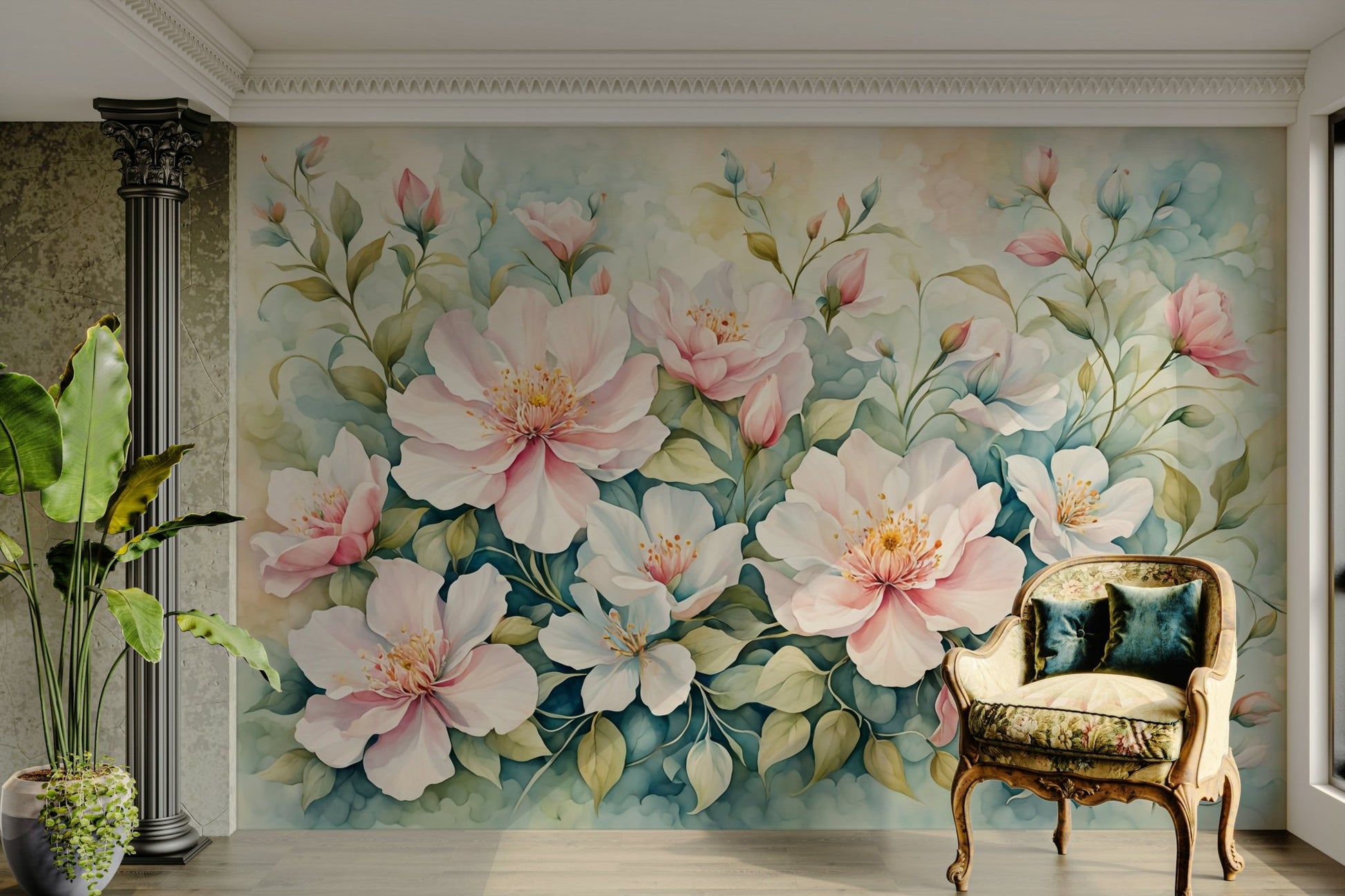 The colors are soft, muted tones.

