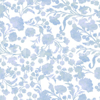 Serene floral print wallpaper in light blue hues

