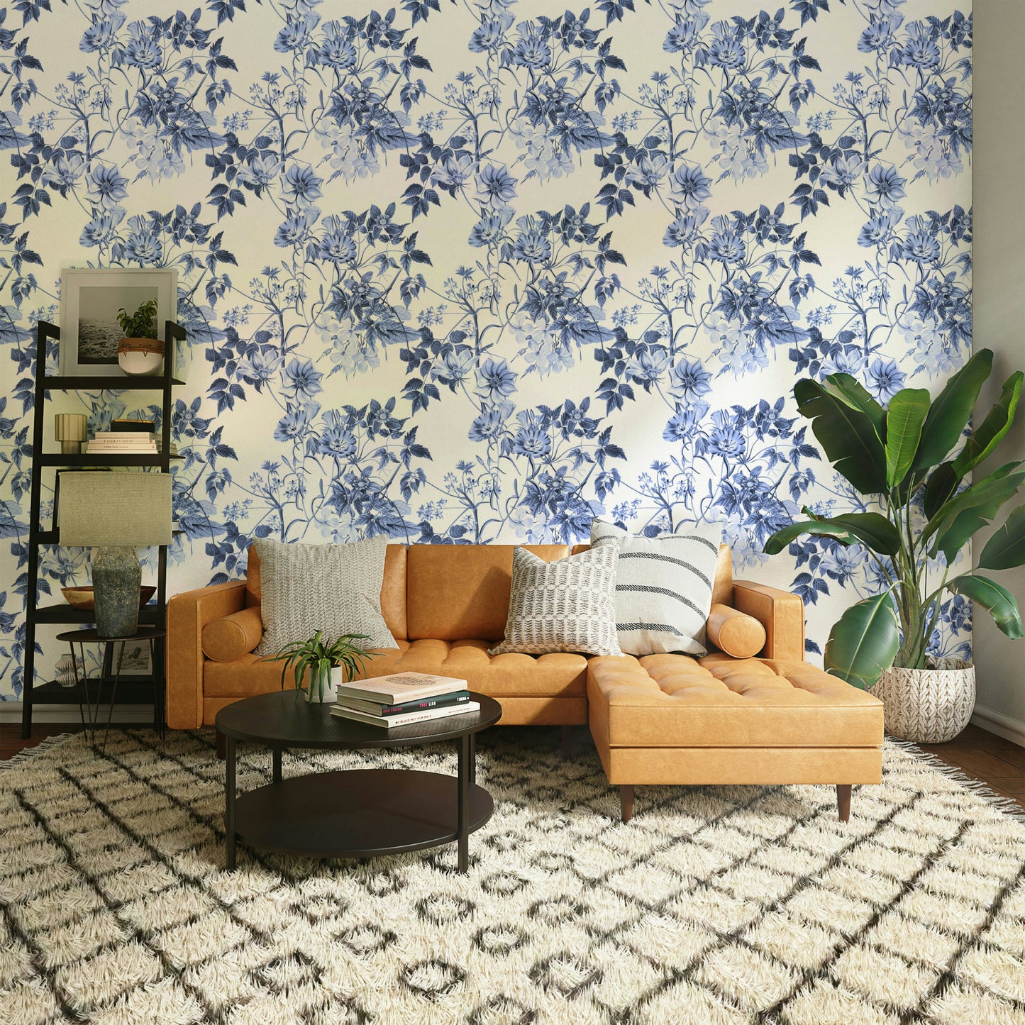 Serene Blue Botanicals Wallpaper⁠