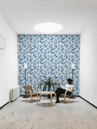 A wall mural of a peaceful botanical pattern.

