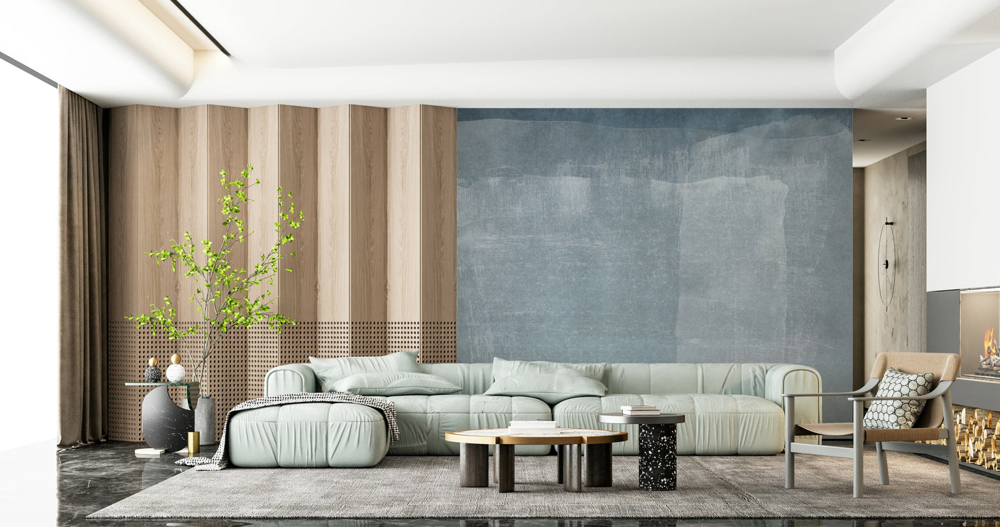 A calming abstract design wallpaper mural that defines a space.