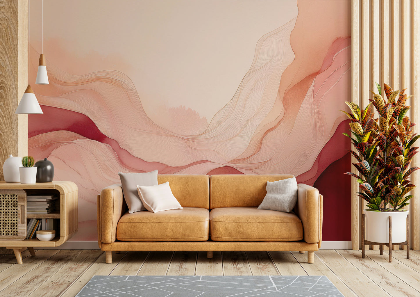 Pastel pink watercolour design for a contemporary home décor style.