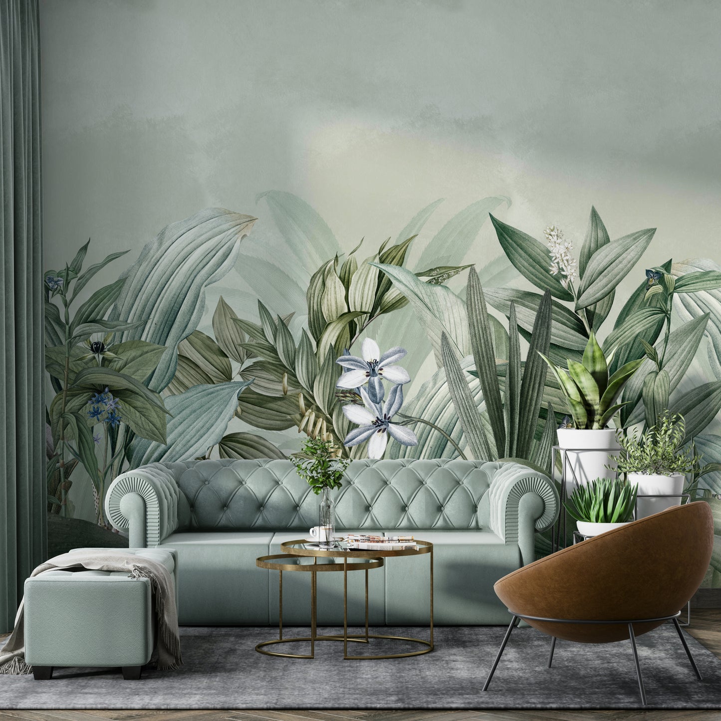 Elegant garden wallpaper for bedrooms

