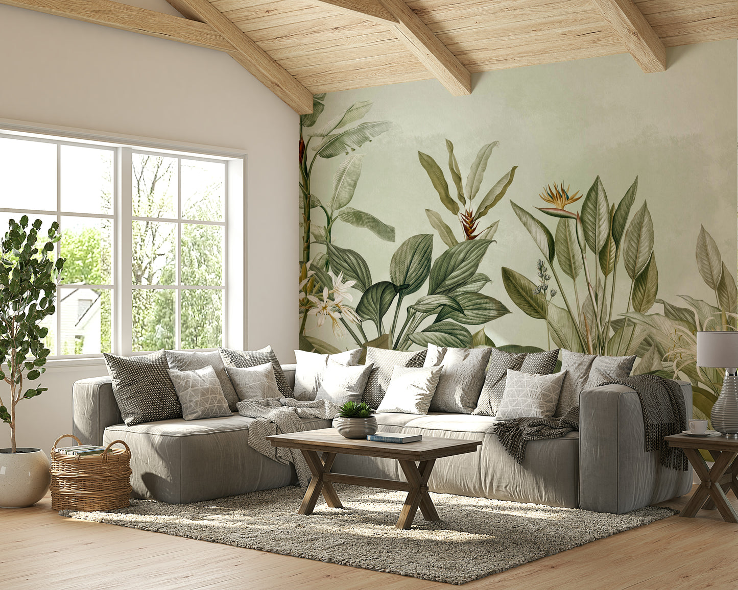 Elegant greenery mural for tranquil spaces

