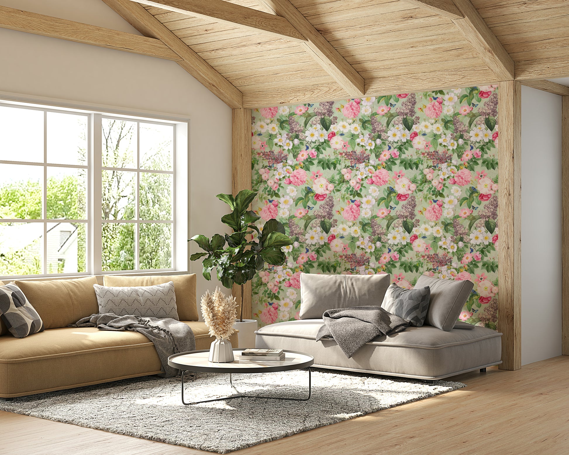 Subtle vine and leaf wallpaper

