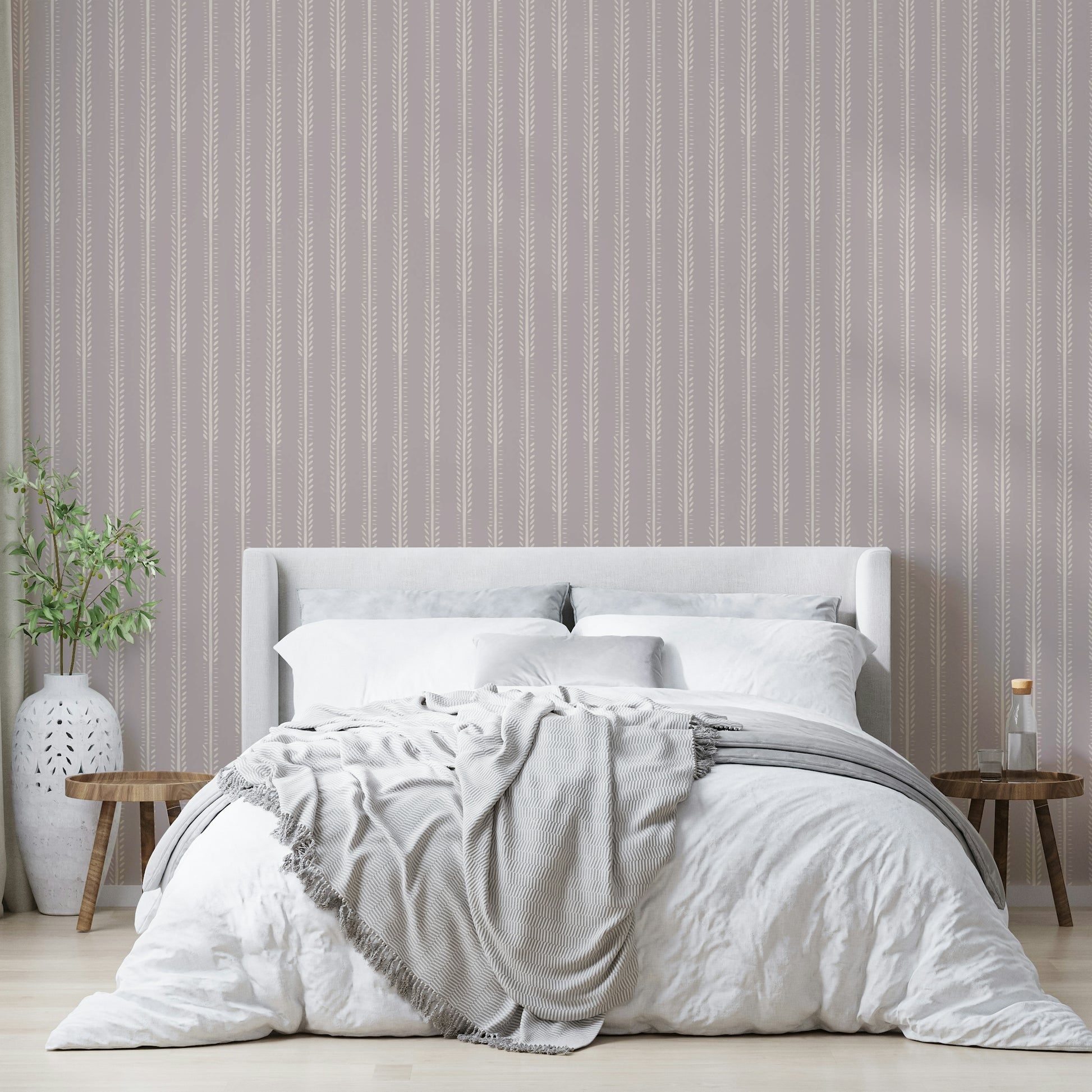 Soft floral striped wallpaper for serene interiors

