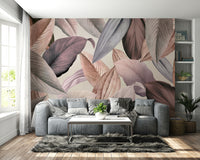 Nature-inspired wall mural featuring soft florals

