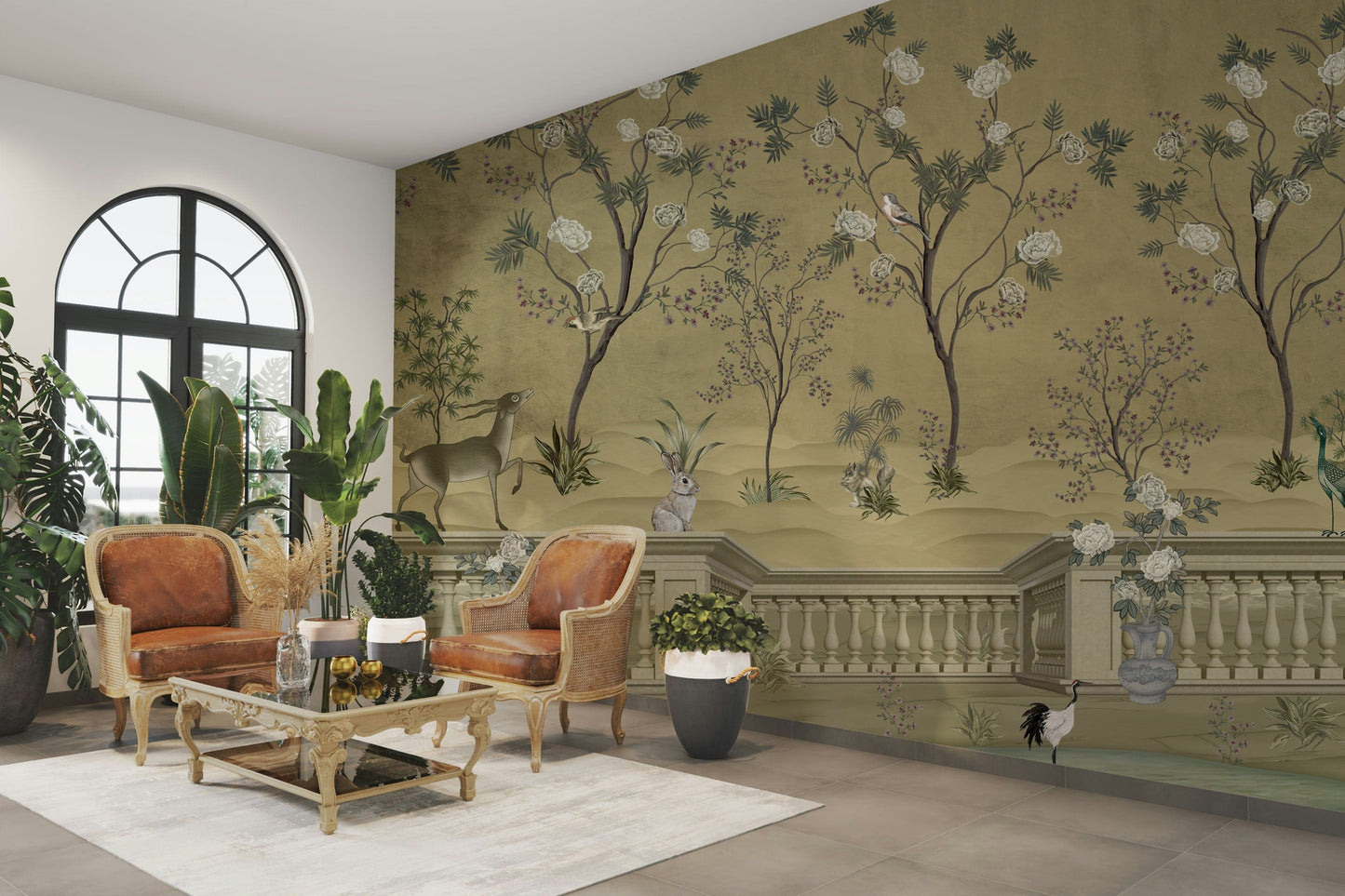 The style is a soft-focus illustration or a painterly design.

