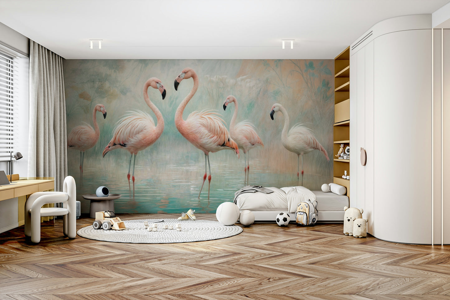 Serene Flamingo Lagoon Wall Mural