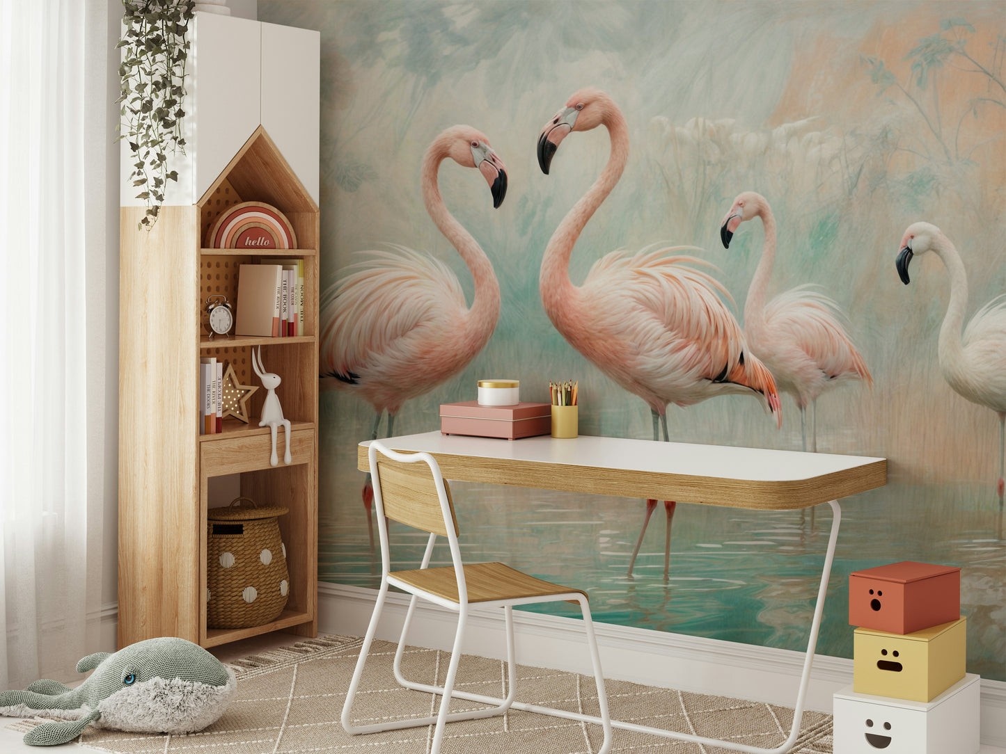 Serene Flamingo Lagoon Wall Mural
