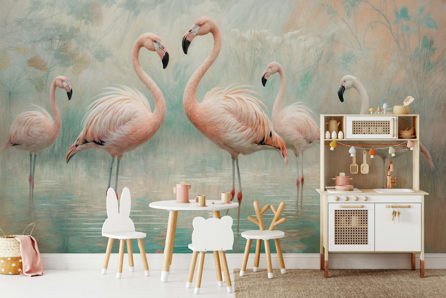 Serene Flamingo Lagoon Wall Mural