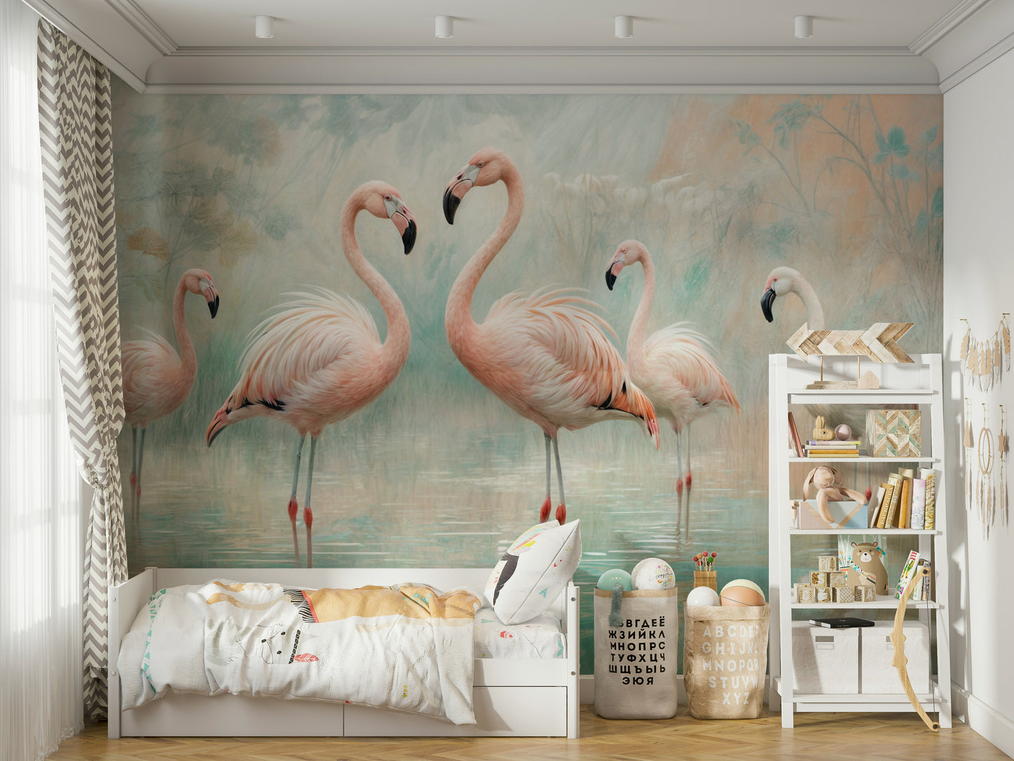 Serene Flamingo Lagoon Wall Mural